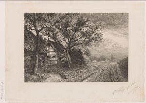 Paisaje con granjas y molino