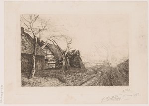 Paisaje con granjas y molino de Jerôme Tuyttens (signed by artist)