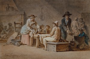 Una Familia Campesina en un Interior de Jerome Preudhomme