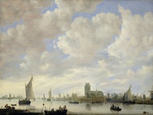 Vista del Merwede frente a Dordrecht de Jeronymus van Diest (II) (attributed to)