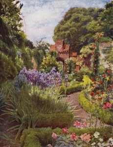 Fulham, puerta entre el jardín amurallado y los terrenos (litografía a color) de Jessie MacGregor