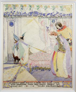 Y al bautizo, ilustración de "La Bella Durmiente" (acuarela sobre papel) de Jessie Marion King