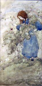 Chica y mariposa (acuarela sobre papel) de Jessie Marion King