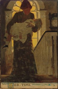 Bed-Time, c.1902 (carboncillo, acuarela y óleo sobre tabla) de Jessie Willcox Smith