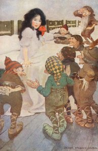 Snowdrop and the Seven Little Dwarfs (litografía en color) de Jessie Willcox Smith