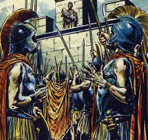 Alejandro Magno era hijo de Filipo II de Macedonia (litografía en color)