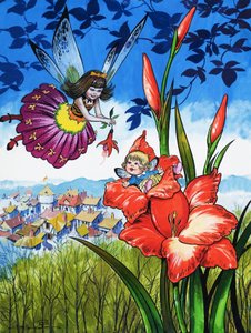 Hada bebé en una flor de Jesus Blasco
