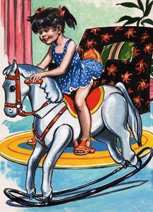 Chica en caballo balancín de Jesus Blasco
