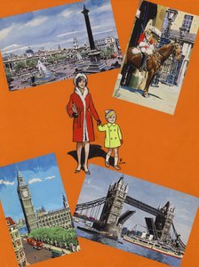 Visiting London in the 1960s (gouache sobre papel) de Jesus Blasco