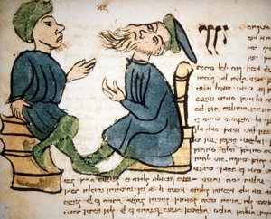 Judaísmo: Representación del aprendizaje de un rabino. Manuscrito del siglo XV. Biblioteca Palatina, Parma