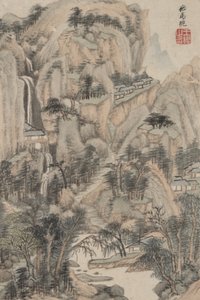 Paisaje en el estilo de varios maestros antiguos: En el estilo de Ma Wan, 1669 (tinta y color sobre papel) de Wang Jian