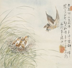 Un pájaro llevando comida en su boca, 1857