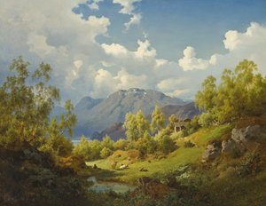 Paisaje, motivo del valle de Numme en Noruega, 1850 de Joachim Frich