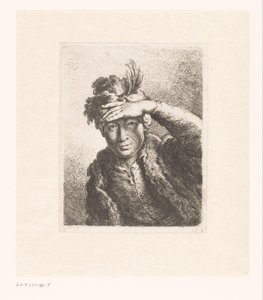 retrato, de, un, hombre, en, un, boina emplumada de Joachim Martin Falbe