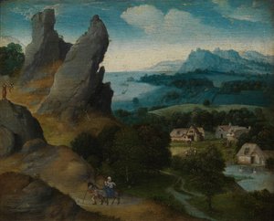 Paisaje con la Huida a Egipto de Joachim Patenier