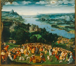 La multiplicación de los panes ... (óleo sobre lienzo) de Joachim Patinir