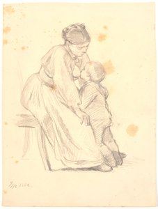 Una madre amamantando a su hijo de 4-5 años de Joakim Frederik Skovgaard