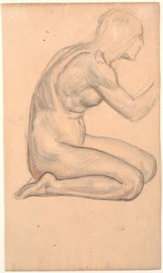 Estudio de modelo; mujer arrodillada de perfil de Joakim Frederik Skovgaard