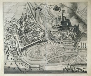 Italia, Dolceacqua, El pueblo de Dolceacqua (Imperia) de Theatrum Regiae Celsitudinis Sabaudiae por Joan Blaeu, Ámsterdam de Joan Blaeu