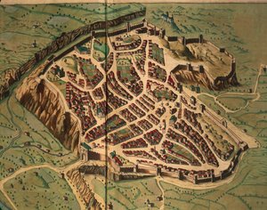 Mapa de Acquapendente del Theatrum civitatum et admirandorum Italiae por Joan Blaeu, grabado de Joan Blaeu