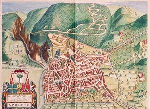 Mapa de Spoleto de Theatrum civitatum et admirandorum Italiae, por Joan Blaeu, grabado de Joan Blaeu