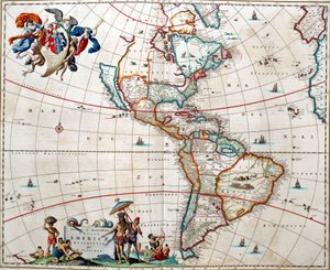 Hoja del "Atlas de las Américas" de Bleau de Joan Blaeu
