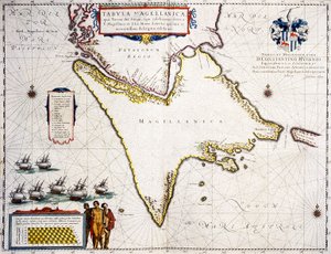 Tabula Magellanica : mapa del estrecho de Magallanes de Joan Blaeu