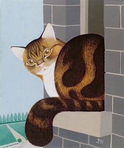 Gato en el alféizar de una ventana de Joan Freestone