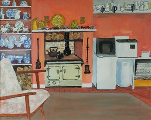 Cocina de Cabaña, Estudios Red Cottage, Suffolk con Rayburn, 2000