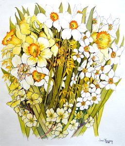 Narcisos, narcisos, forsitias y prímulas, 2000 de Joan Thewsey