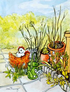 Gallinas y ollas, Lucy Redman Open Garden de Joan Thewsey
