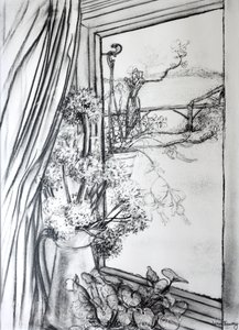 Vista a través de la ventana de la cabaña, 1970 de Joan Thewsey