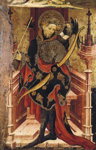 San Sebastián y Crucifixión. c.1417-25 (temple sobre madera) de Joan or Juan Mates