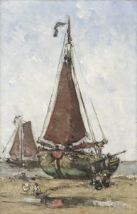 Barco de pesca en la playa de Joannes Barnardus Antonius Maria Westerwoudt