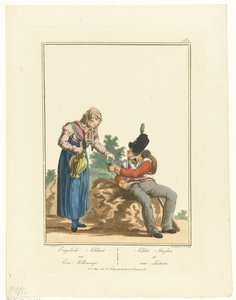 Soldado sentado y lechera Soldado inglés y lechera (título sobre el objeto) Uniformes y disfraces (título de la serie) de Joannes Bemme