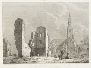 Ruinas de la abadía en Rijnsburg La misma parte de la Ruina (título sobre objeto) de Joannes Pieter Visser Bender