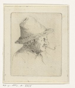 Busto de granjero con sombrero y pipa, de perfil de Joannis Jacobus Bijlaert