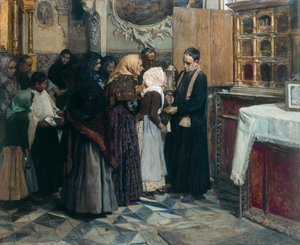 Besando la reliquia de Joaquín Sorolla