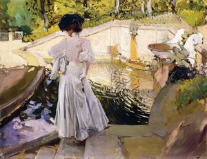 María mirando los peces, Granja, 1907