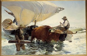 Regreso de la pesca, remolcando el barco de Joaquín Sorolla