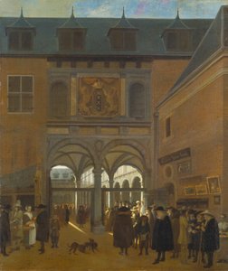 La Bolsa de Amsterdam, c.1675-80 (óleo sobre lienzo) de Job Berckheyde