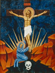 Crucifixión, 2005 (temple al huevo y oro de 24 quilates sobre madera)