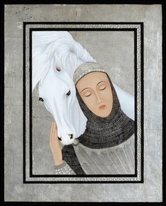 Joan Gathers Strength, 2017 (temple al huevo y y plata de ley sobre madera)