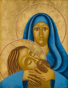 Piedad, 2004 (temple al huevo y oro de 24 quilates sobre madera)