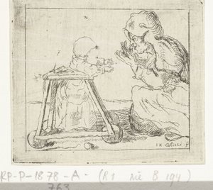 Mujer con niño en andador de Johan Antoni Kauclitz Colizzi