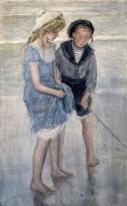 Niños chapoteando en Scheveningen de Johan Antonio de Jonge