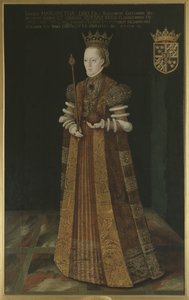 Margarita Lejonhufvud, reina consorte de Suecia, segunda esposa de Gustavo I Vasa - Reina Margarita Leijonhufvud de Suecia (1516-1551), por Uther, Johan Baptista van (activo 1562-1597). Óleo sobre lienzo. Tamaño: 195x121 cm. Museo Nacional de Estocolmo de Johan Baptista van (active 1562 1597) Uther