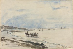 Carro en la Playa de Etretat de Johan Barthold Jongkind