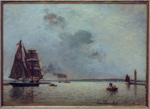 Entrada al puerto de Honfleur al amanecer de Johan Barthold Jongkind