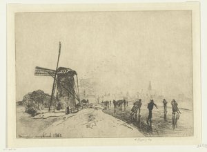 Vista de Maassluis Vue de la ville de Maaslins (Holanda) (título sobre objeto) de Johan Barthold Jongkind